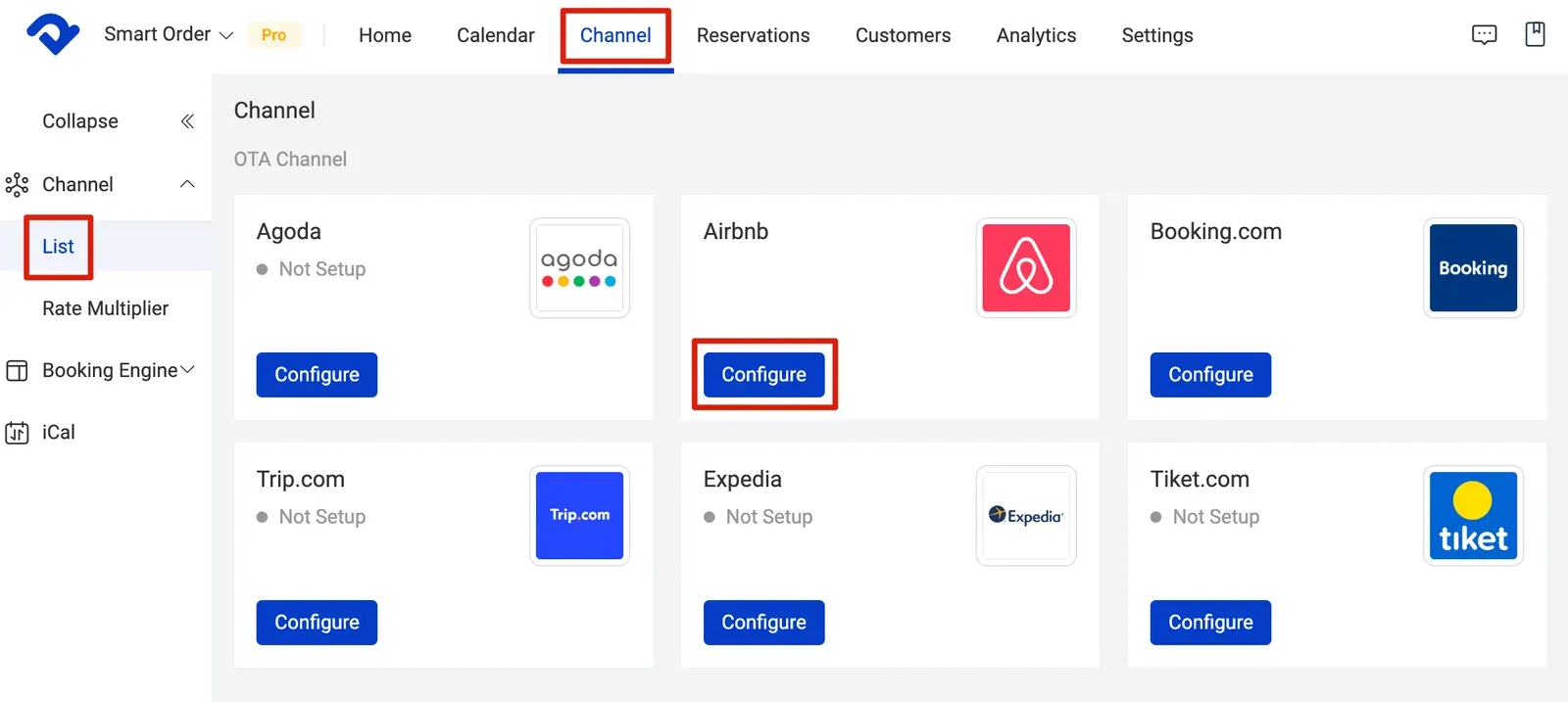 Airbnb connection guide with Smart Order PMS, starting mapping in PMS