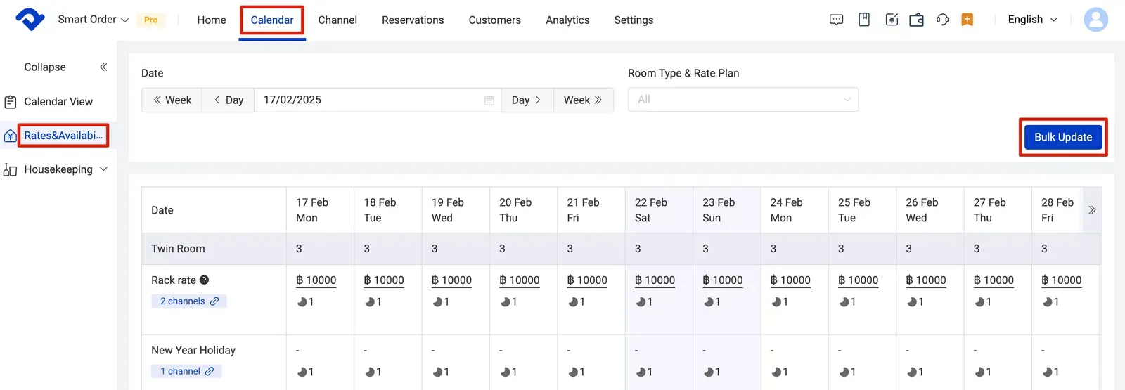 Set up Rates & Availability connecting to any channel in Smart Order PMS