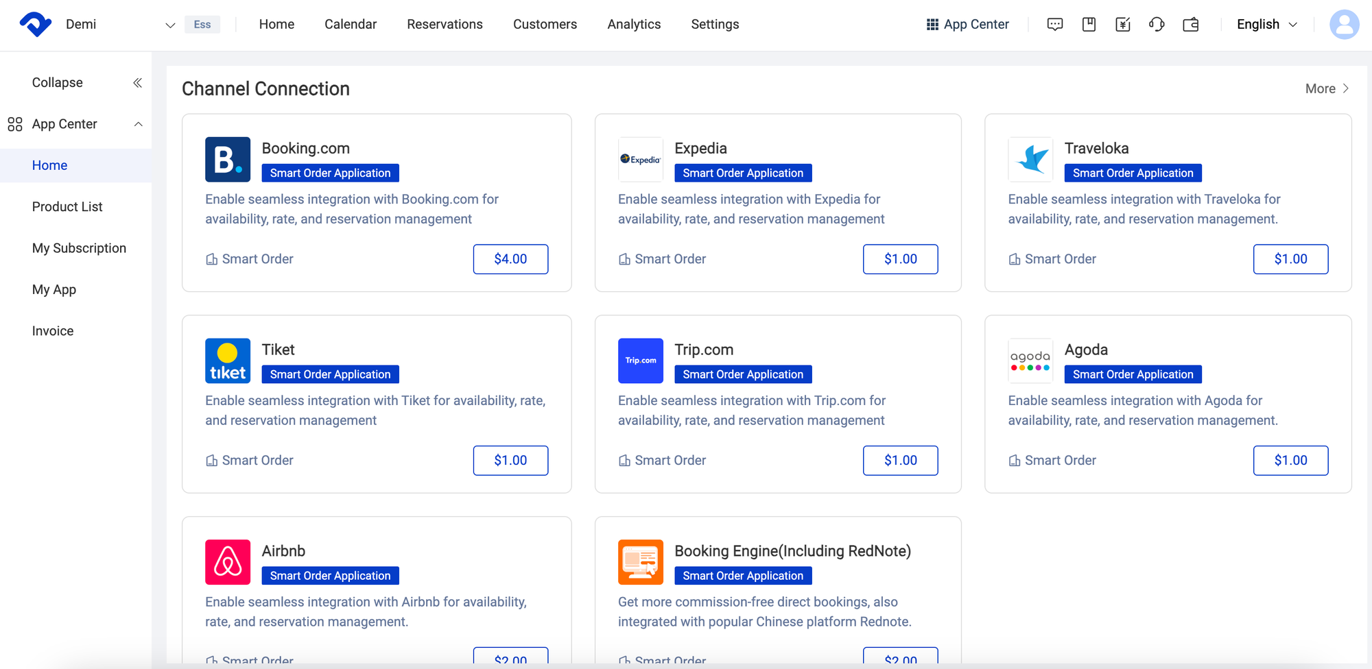 Channel Connection as Add-ons for Free Version PMS