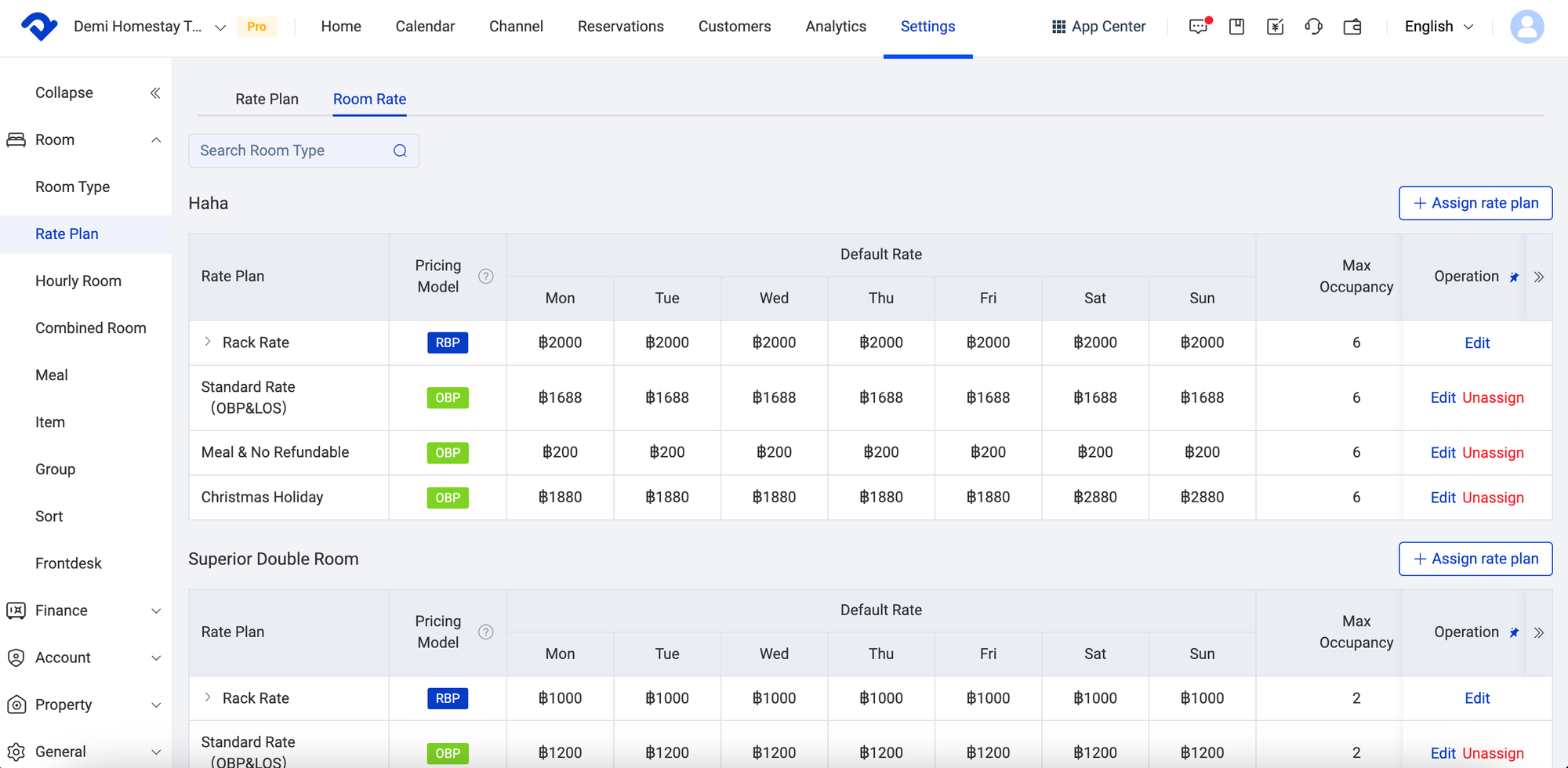 Pair Room Type with Rate Plan to Create Room Rate