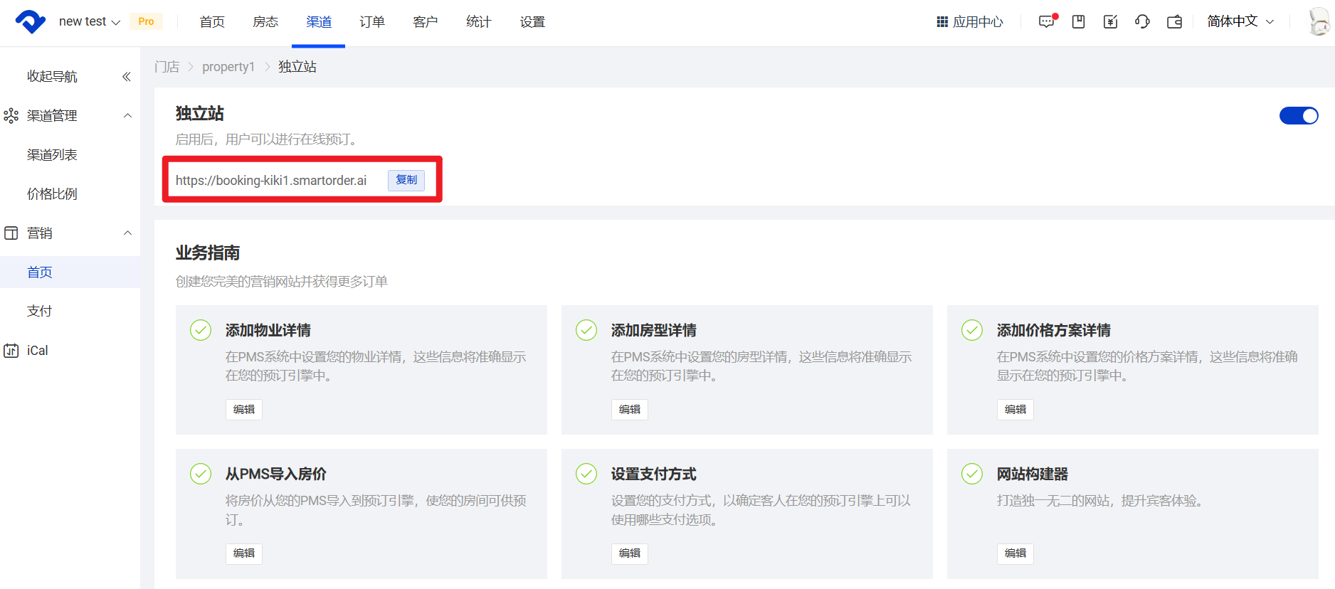 复制链接访问网站