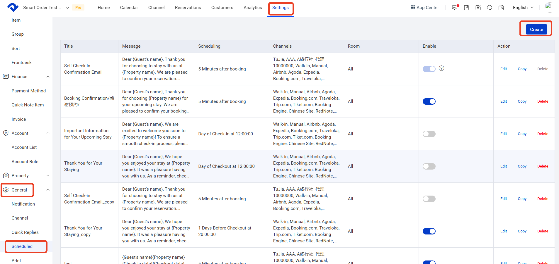 [Settings] → [General Settings] → [Scheduled] .