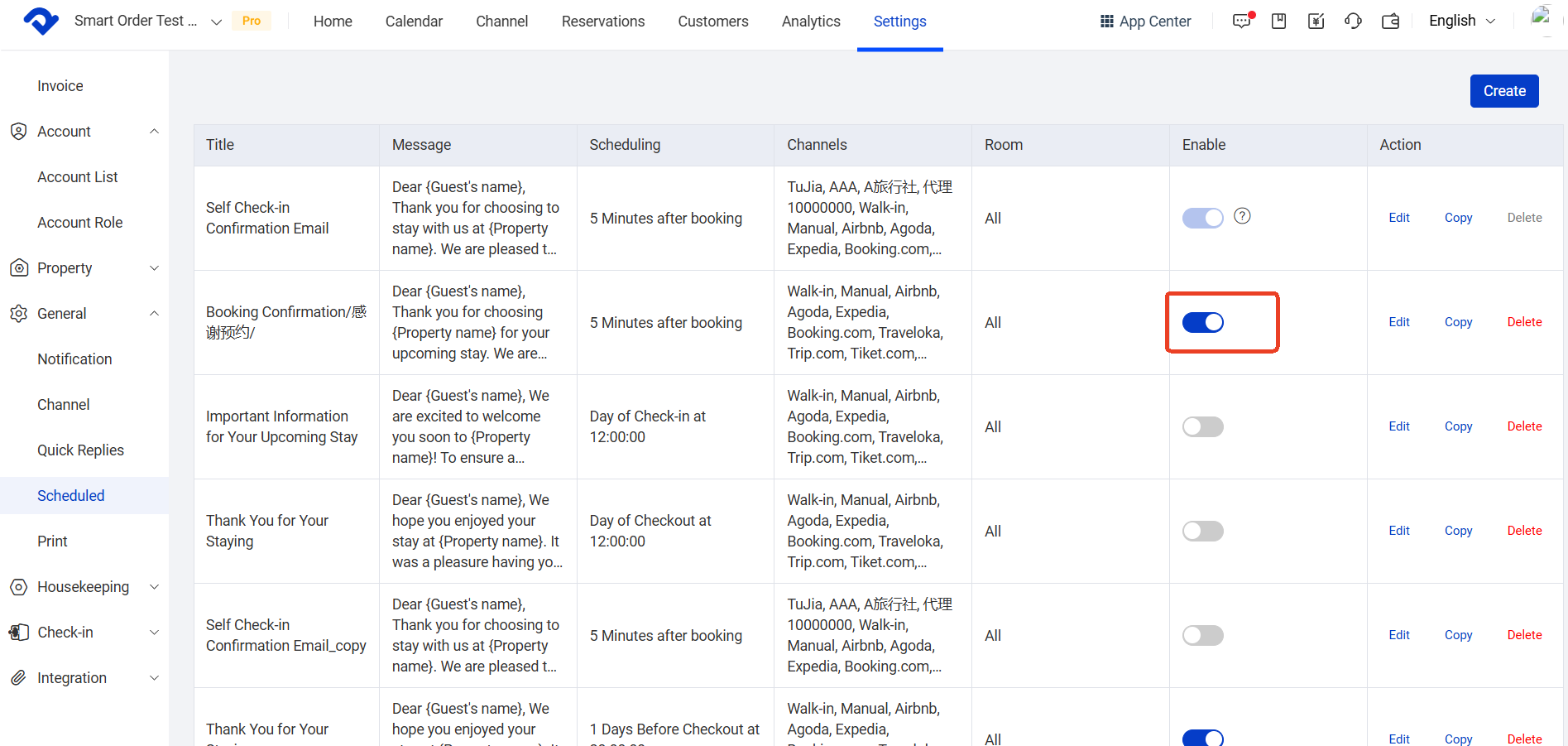 Enable/Disable Automated Messages