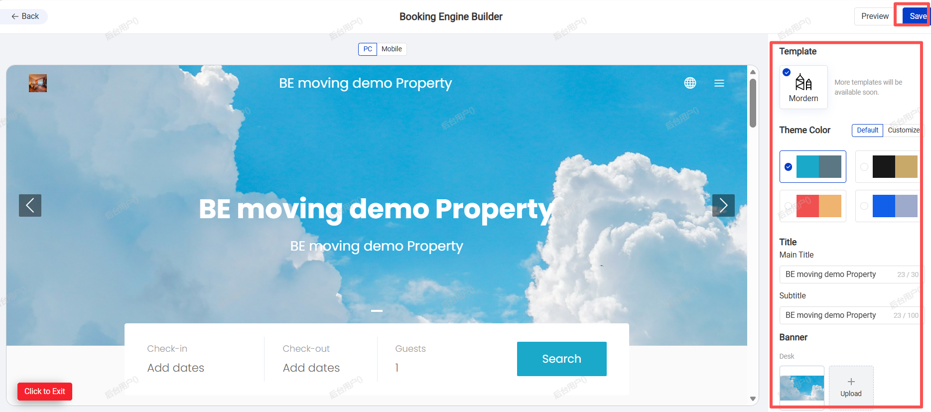 Booking Engine template