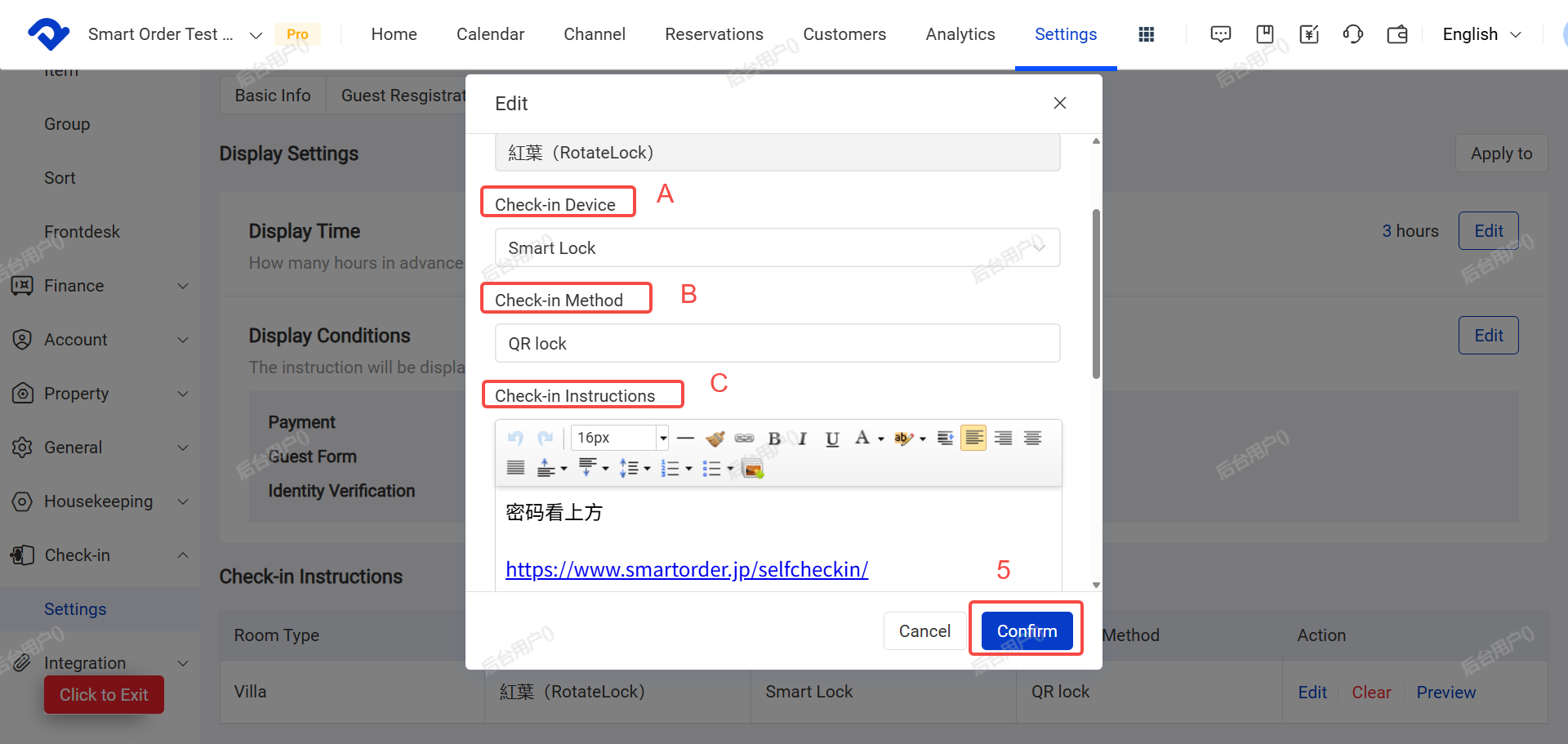 edit Check-in Instructions