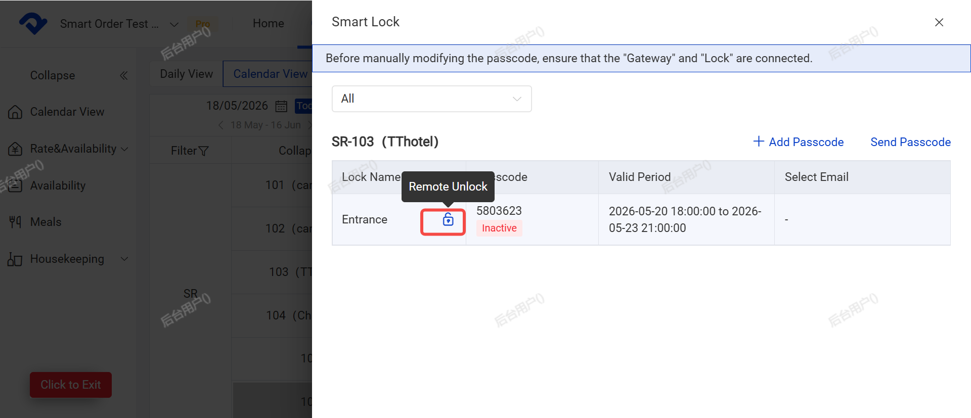 Remote Unlock from Order