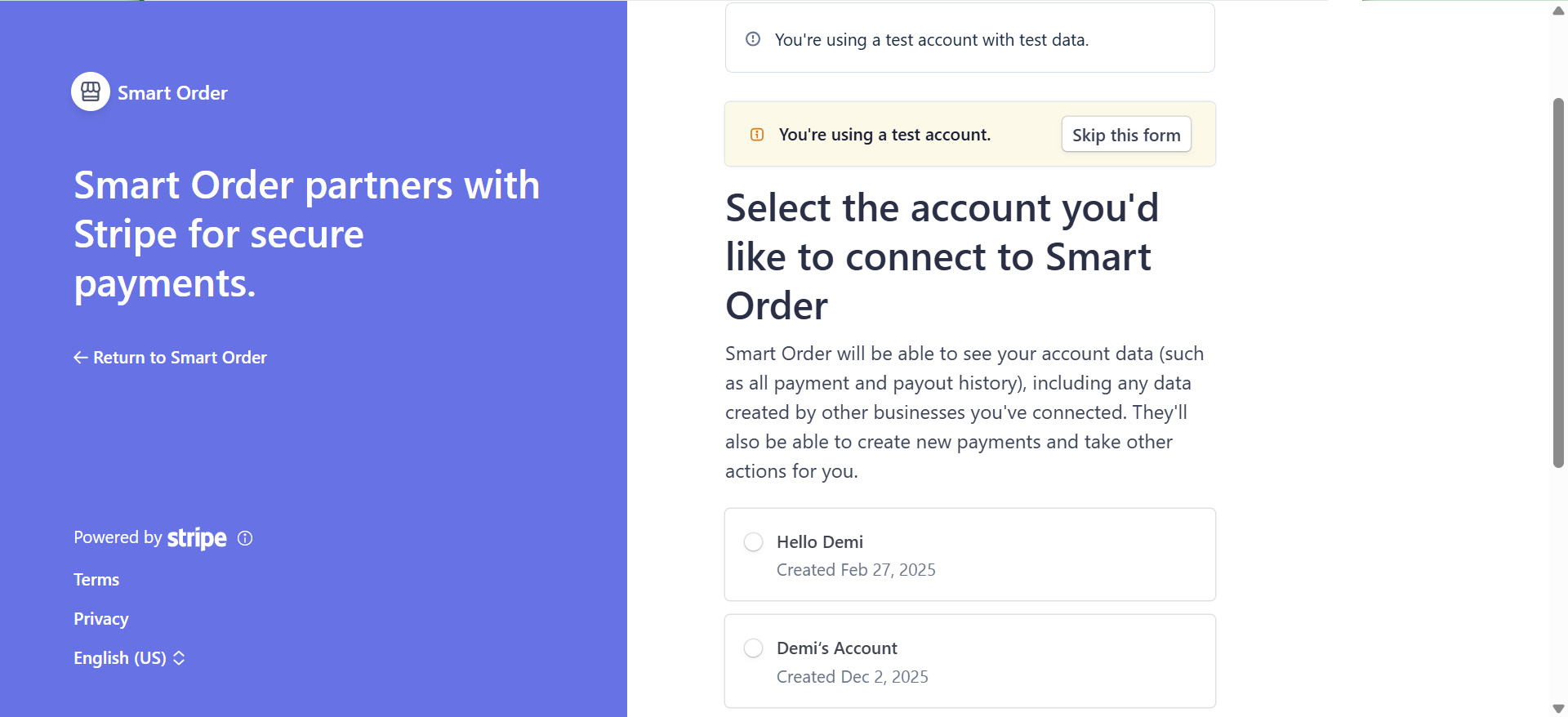 select accout