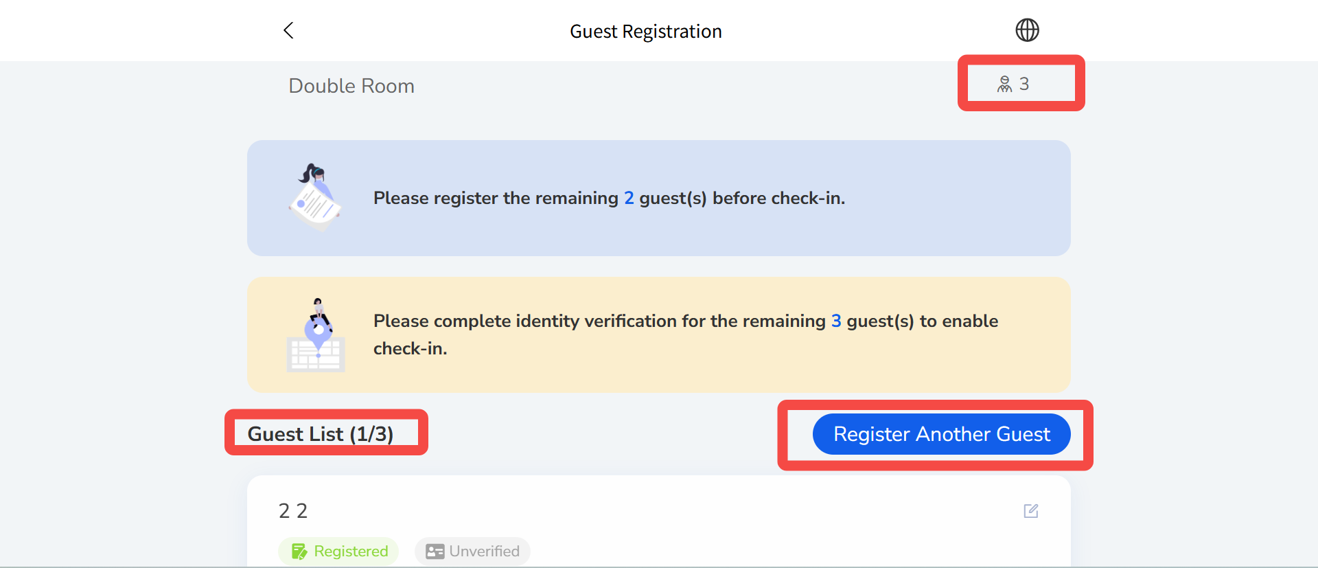 total number of guests