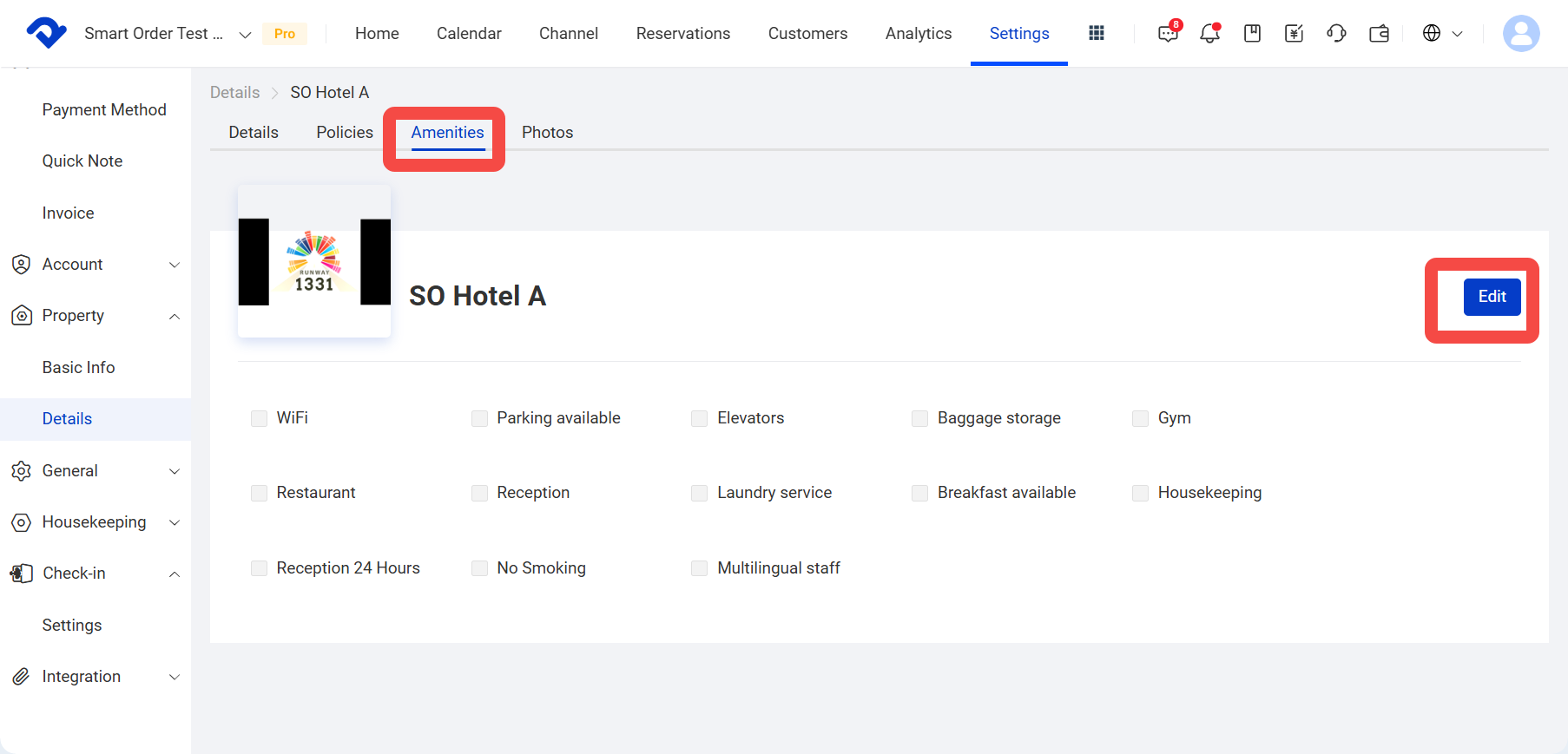 Select the facilities and services provided by the property