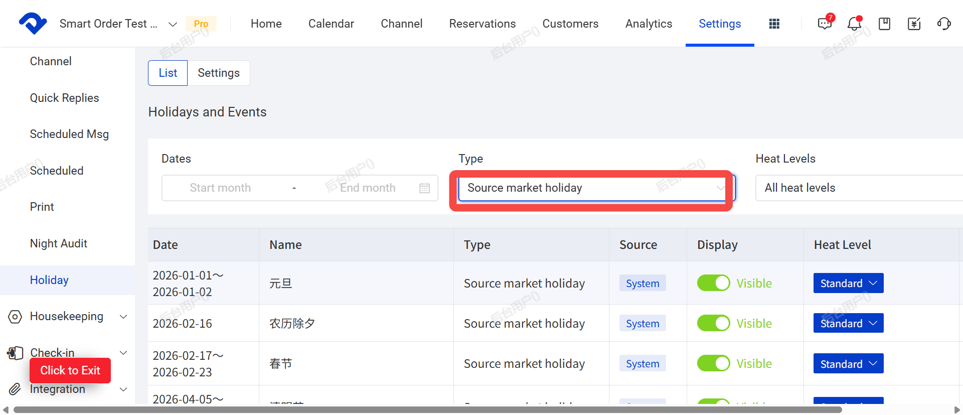 Source Market Holiday
