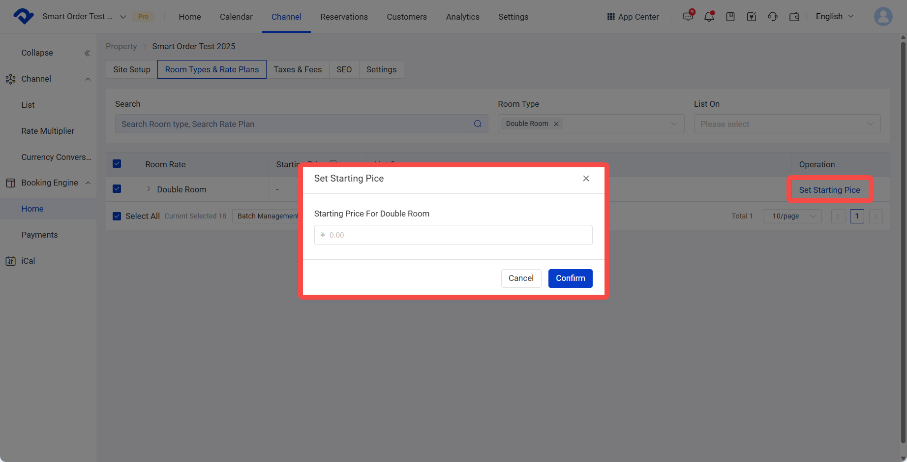 starting price settings
