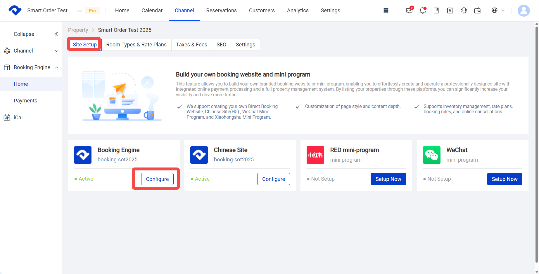 Site SetUP and click Configure