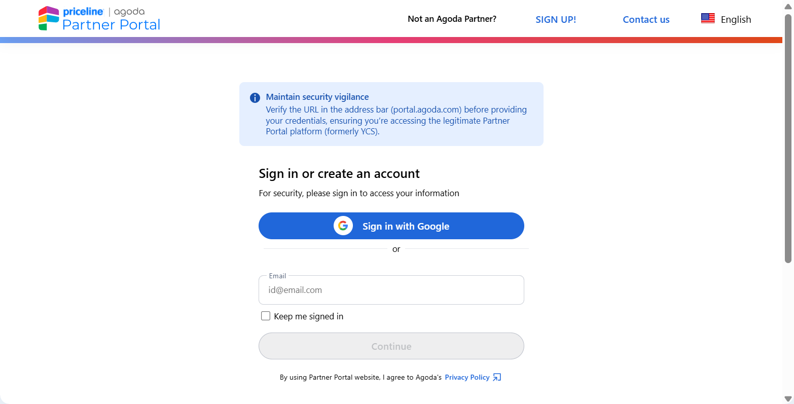 Log In to Agoda Partner Portal