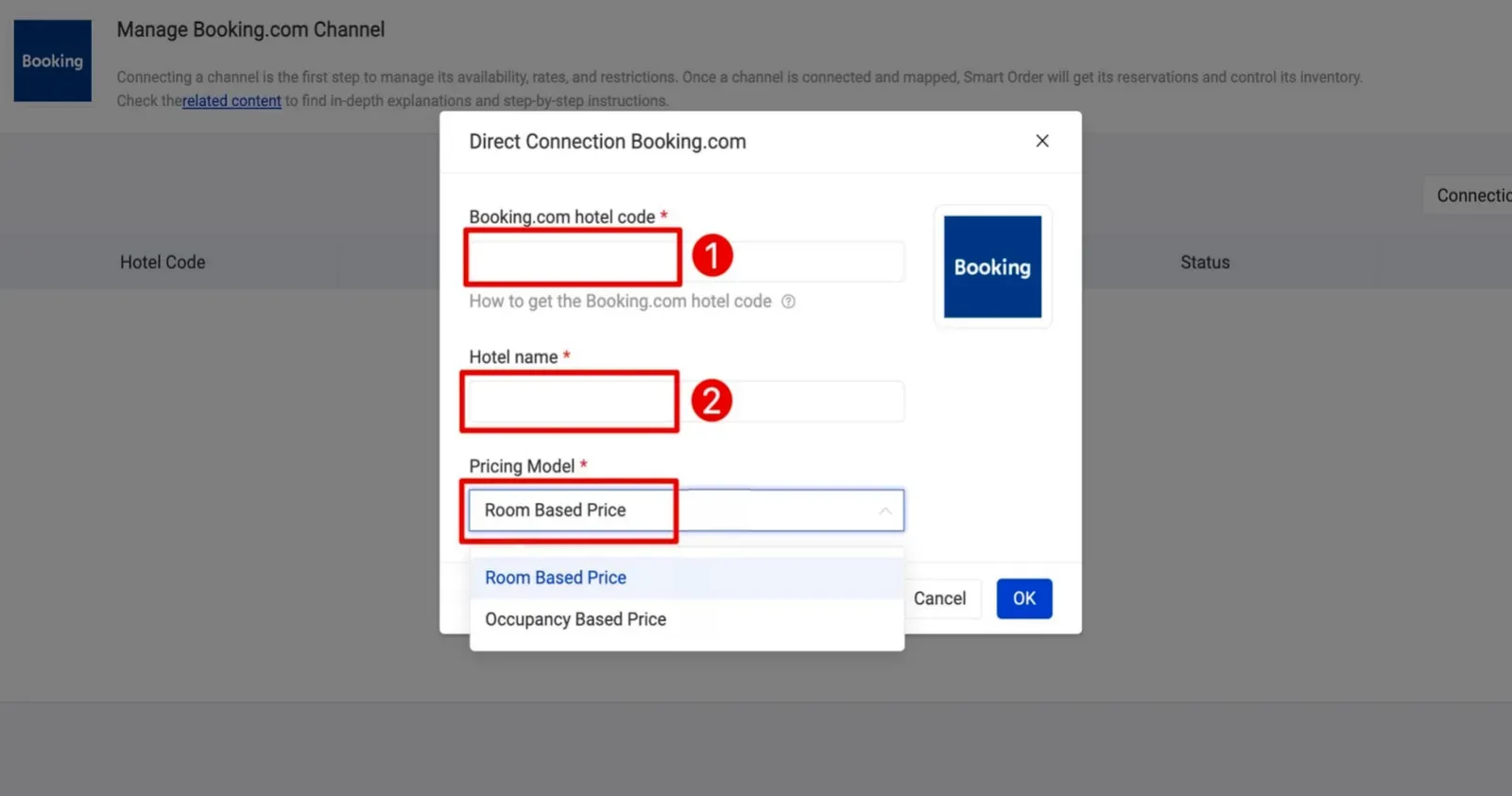 Booking.com connection guide with Smart Order PMS, mapping in the PMS