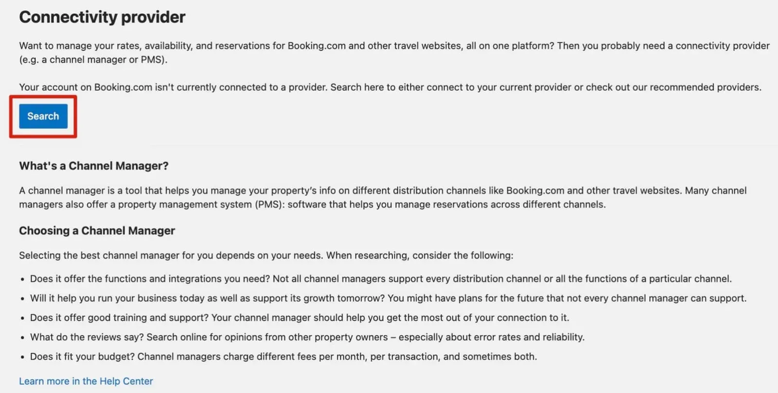 Booking.com connection guide with Smart Order PMS, search Smart Order International